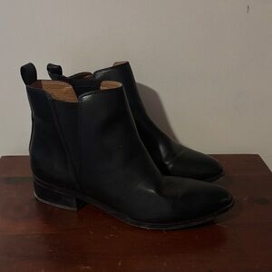JCrew Factory Black Leather Ankle Boots